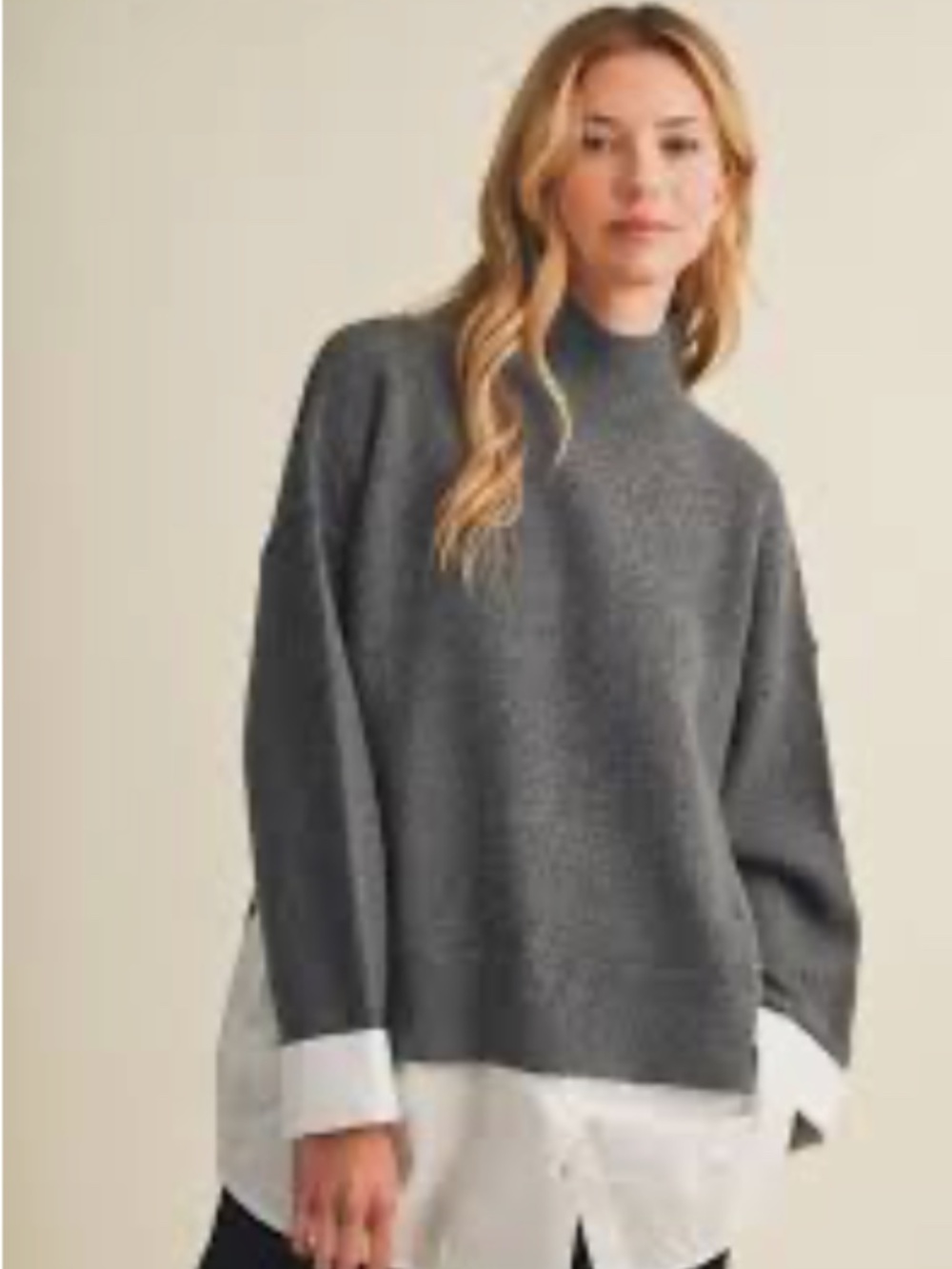 Zara Gray Layered-Look Sweater Tank